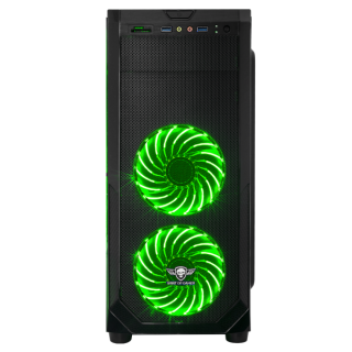 Spirit of Gamer Számítógépház - ROGUE 1 Green (fekete, ablakos, 3x12cm ventilátor, ATX, mATX, 2xUSB3.0, 1xUSB2.0) PC