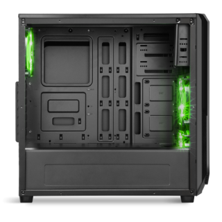 Spirit of Gamer Számítógépház - ROGUE 1 Green (fekete, ablakos, 3x12cm ventilátor, ATX, mATX, 2xUSB3.0, 1xUSB2.0) PC