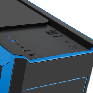 Spirit of Gamer Számítógépház - ROGUE 3 Blue (fekete, ablakos, 3x12cm ventilátor, ATX, mATX, 2xUSB3.0, 2xUSB2.0) PC