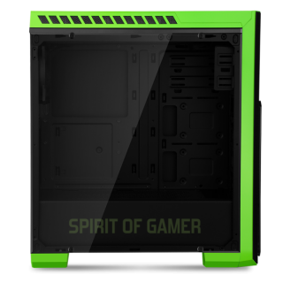 Spirit of Gamer Számítógépház - ROGUE 3 Green (fekete, ablakos, 3x12cm ventilátor, ATX, mATX, 2xUSB3.0, 2xUSB2.0) PC