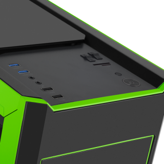 Spirit of Gamer Számítógépház - ROGUE 3 Green (fekete, ablakos, 3x12cm ventilátor, ATX, mATX, 2xUSB3.0, 2xUSB2.0) PC