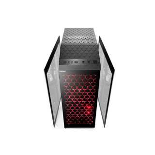 Rampage Számítógépház - Phantom (fekete; ablakos; ATX; alsó táp; 1x120mm; 1xUSB3.0 + 1xUSB2.0, I/O; porszűrő) PC