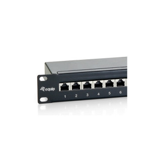 Equip Patch panel - 326424 (24 port, Cat6, 1U, árnyékolt, fekete) PC