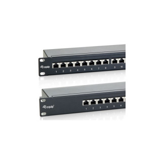 Equip Patch panel - 326424 (24 port, Cat6, 1U, árnyékolt, fekete) PC