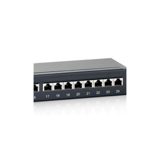 Equip Patch panel - 326424 (24 port, Cat6, 1U, árnyékolt, fekete) PC