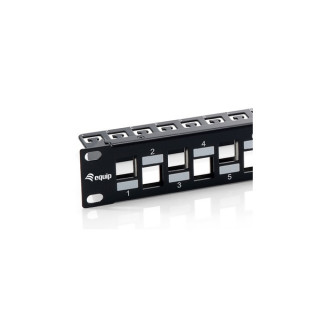 Equip Keystone Patch Panel - 769324 (24 port, Cat6A, 1U, árnyékolt, fekete) PC