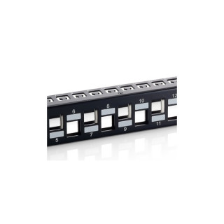 Equip Keystone Patch Panel - 769324 (24 port, Cat6A, 1U, árnyékolt, fekete) PC