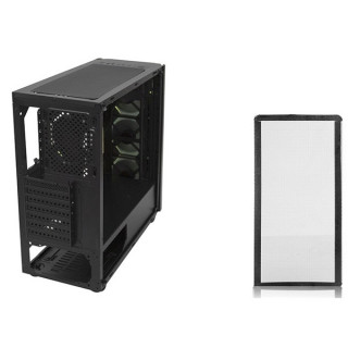 Rampage Számítógépház - MIRACLE-V1 RGB (fekete; edzett üveg; ATX; alsó táp; 4x120mm; 1xUSB3.0 + 2xUSB2.0, I/O; porszűrő) PC