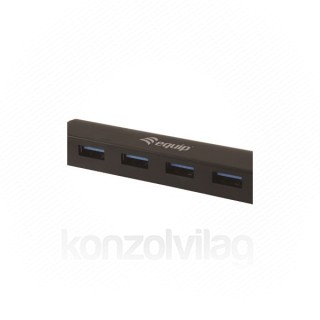 Equip-Life USB Hub - 128953 (4 Port, USB3.0, USB tápellátás, kompakt dizájn, fekete) PC