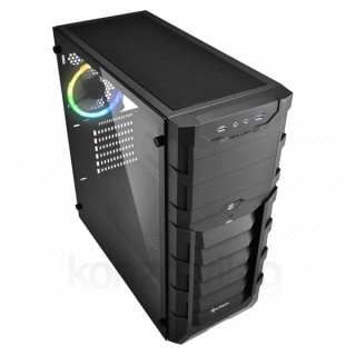 Sharkoon Számítógépház - SGC1 Window RGB (fekete; alsó táp; ATX,mATX; mITX; 2xUSB3.0; I/O; 2x120mm RGB ventillátor) PC