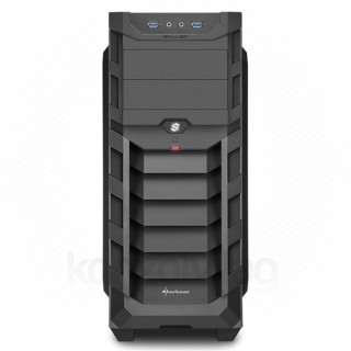 Sharkoon Számítógépház - SGC1 (fekete; alsó táp; ATX,mATX; mITX; 2xUSB3.0; I/O; 2x120mm ventillátor) PC