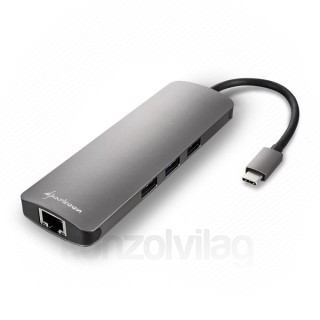 EXT Sharkoon Combo Adapter USB-C dokkoló szürke PC