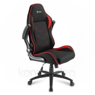 GSZEK Sharkoon Gamer szék - Elbrus 1 Black/Red (állítható magasság; fix kartámasz; szövet; acél talp; 120kg-ig) PC