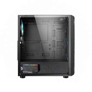 Rampage Számítógépház - RAMPART (fekete; edzett ü.; ATX; 4x120mm; 1xUSB3.0+2xUSB2.0, I/O; porszűrő; 600W 80+ Bronze táp) PC