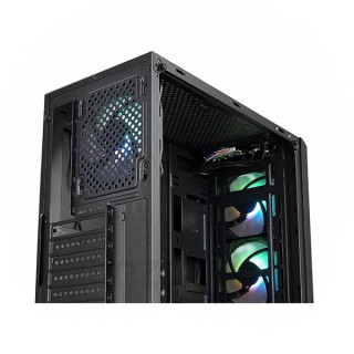 Rampage Számítógépház - RAMPART (fekete; edzett ü.; ATX; 4x120mm; 1xUSB3.0+2xUSB2.0, I/O; porszűrő; 600W 80+ Bronze táp) PC