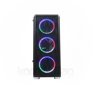 Rampage Számítógépház + Táp -  X-HORSE RGB (ablakos; 4x120mm; 1xUSB3.0 + 2xUSB2.0, I/O; porszűrő, 600W 80Plus Bronze) PC