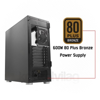 Rampage Számítógépház + Táp -  X-HORSE RGB (ablakos; 4x120mm; 1xUSB3.0 + 2xUSB2.0, I/O; porszűrő, 600W 80Plus Bronze) PC