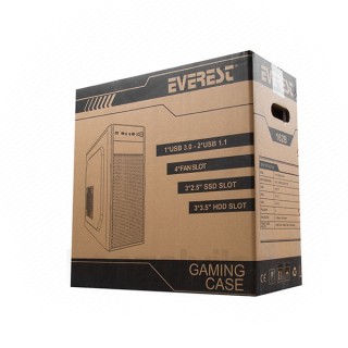 Rampage Everest Számítógépház - 162B (fekete; ATX; 1xUSB3.0 + 2xUSB2.0, I/O; porszűrő) PC