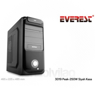 Rampage Everest Számítógépház - 3019A (fekete;  ATX; 2xUSB2.0, I/O; 250W tápegység) PC