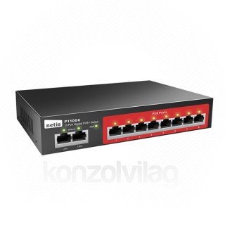 Netis Switch POE - P110GC (8 port, 1000Mbps, 120W, 2 uplink port, fém házas) PC