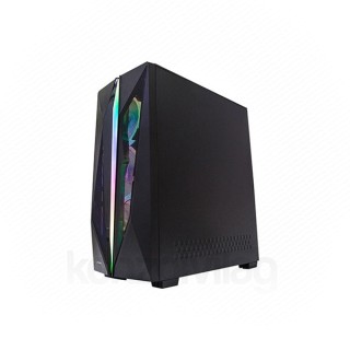 Rampage Számítógépház - SHAKE (fekete; edzett ü.; ATX; 4x120mm; 1xUSB3.0+2xUSB2.0, I/O; porszűrő; 600W 80+ Bronze táp) PC