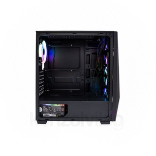 Rampage Számítógépház - SHAKE (fekete; edzett ü.; ATX; 4x120mm; 1xUSB3.0+2xUSB2.0, I/O; porszűrő; 600W 80+ Bronze táp) PC