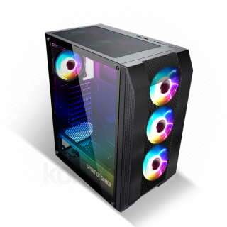 Spirit of Gamer Számítógépház - Rogue VI RGB (fekete, ablakos, 8x12cm ventilátor, alsó táp,  ATX, 1xUSB3.0, 2xUSB2.0) PC