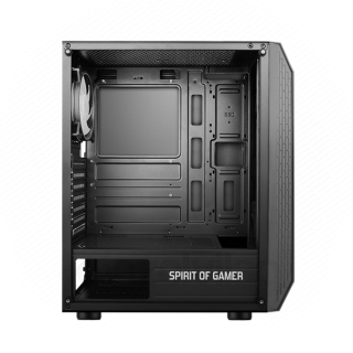 Spirit of Gamer Számítógépház - Rogue VI RGB (fekete, ablakos, 8x12cm ventilátor, alsó táp,  ATX, 1xUSB3.0, 2xUSB2.0) PC