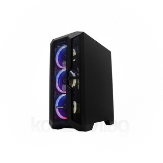 Rampage Számítógépház - REACTION (fekete; ablakos; ATX; 4x120mm; 1xUSB3.0 + 2xUSB2.0, I/O; porszűrő; 600W 80+Bronze táp) PC