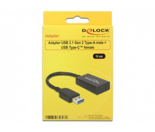 Delock Átalakító USB 3.1 Gen 2 A-típusú csatlakozódugó > USB Type-C típusú csatlakozóhüvely PC