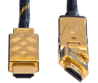 Cable ROLINE HDMI M/M aranyozott, szövet borítású, forgatható csatlakozó 2 m PC