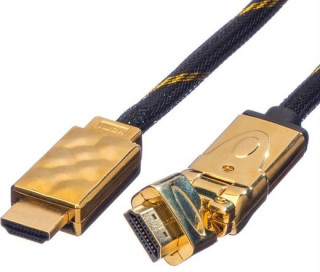 Cable ROLINE HDMI M/M aranyozott, szövet borítású, forgatható csatlakozó 2 m PC