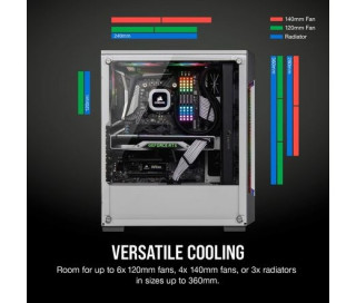 Corsair gépház iCUE 220T RGB Airflow Mid Tower ATX Smart Case, TG, Fehér PC