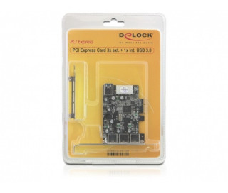 EXT DeLock PCI-e Bővítíkártya 3x külső + 1x belső USB 3.0 port PC