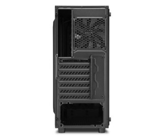 Sharkoon Számítógépház -  TG4 Red (fekete; üveg oldal; alsó táp; ATX; 4x120mm vörös led; 2xUSB3.0; I/O) PC