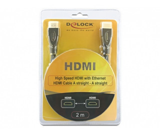 DeLock HDMI + Ethernet male/male összekötő kábel Premium 2m PC