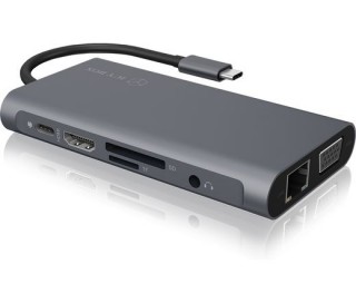 NB-DOCK ICY BOX IB-DK4040-CPD dokkoló állomás és port replikátor Vezetékes USB 3.2 Gen 1 (3.1 Gen 1) Type-C Antracit, Fe PC