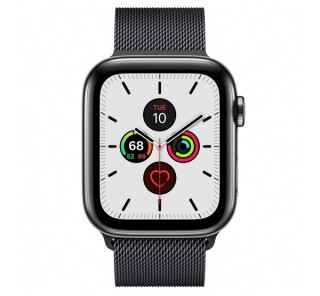 Apple Watch Series 5 GPS+Cellular okosóra, 44mm, Rozsdamentesacél, asztroszürke/fekete milánói szíj Mobil