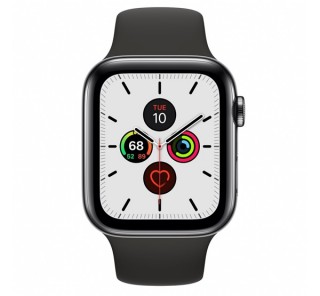 Apple Watch Series 5 GPS+Cellular okosóra, 44mm, Rozsdamentesacél, asztroszürke/fekete Mobil