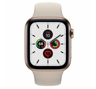 Apple Watch Series 5 GPS+Cellular okosóra, 44mm, Rozsdamentesacél, arany/kavicsszürke Mobil