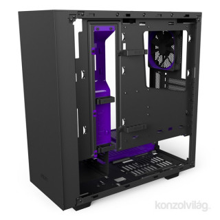 NZXT S340 Elite Matte Mid Tower Fekete-Lila (Táp nélküli) ablakos ATX ház PC