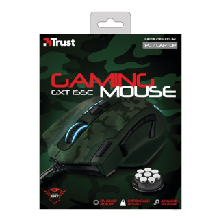 Trust GXT 155 Caldor zöld álcafestéses gamer egér PC