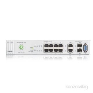 ZyXEL NSW100-10 Nebula 8port GbE LAN, 2port GbE SFP/RJ45 Combo Felhő alapú switch PC