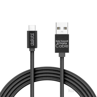 Delight fekete USB Type-C adatkábel LED fénnyel 1m Mobil