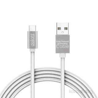 Delight ezüst USB Type-C adatkábel LED fénnyel 1m Mobil