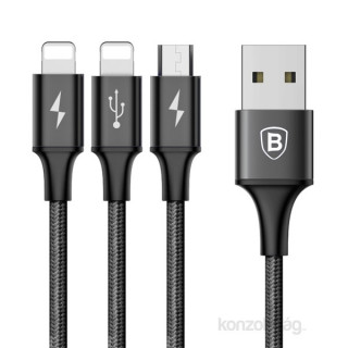 MOBIL-CASE Baseus  Rapid Series 3-in-1 USB cable (Lightning+Lightning+MicroUSB) 1,2m Black Mobil