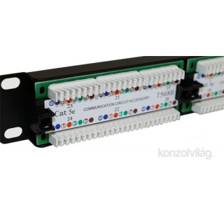 Triton EXCEL Cat.5E UTP 24 portos patch panel, 1U, fekete PC