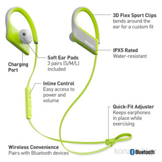 Panasonic RP-BTS35E-Y sárga vízálló Bluetooth sport fülhallgató headset Mobil