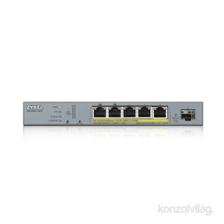 ZyXEL GS1350-6HP 5x GbE LAN PoE (60W) 1x GbE SFP smart menedzselhető CCTV PoE switch PC