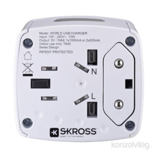 Skross WORLD USB töltő hálózati csatlakozó átalakító PC